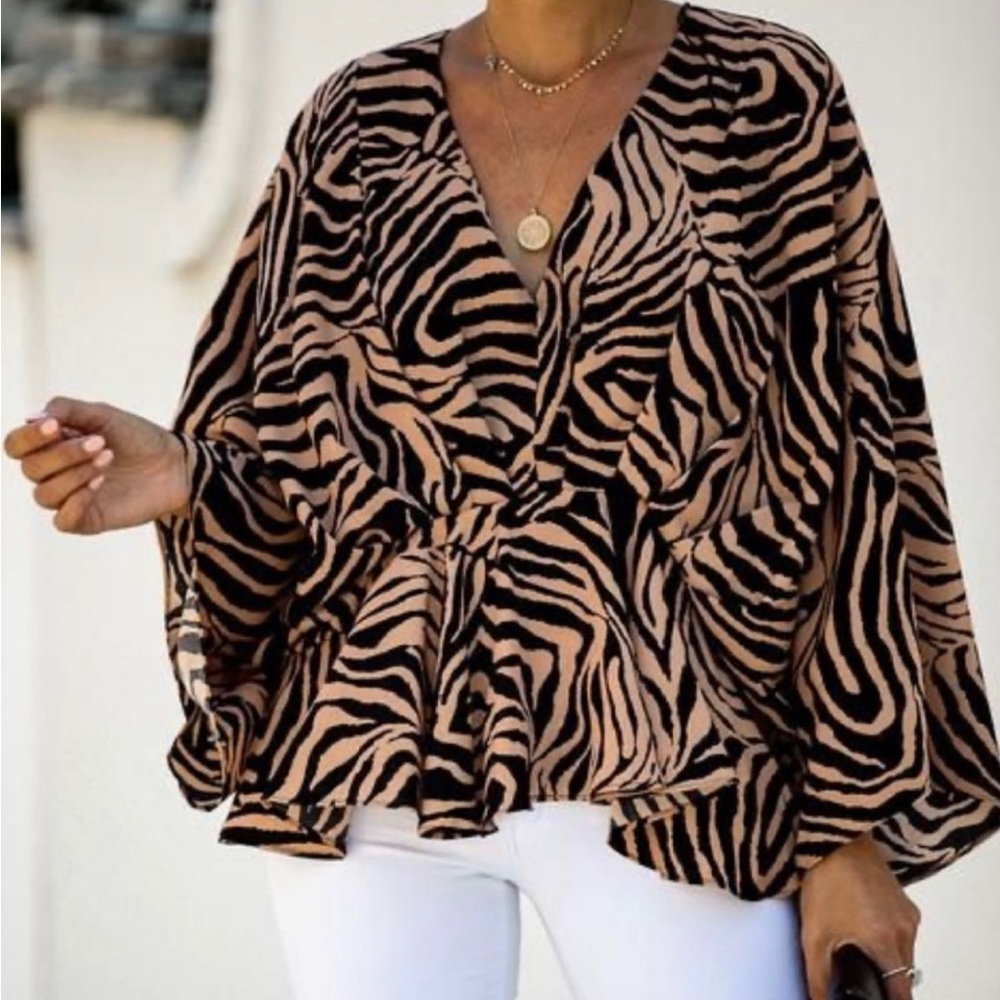 Vici Zebra Peplum Top